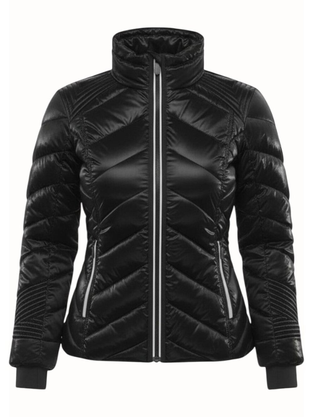 Womens Medium NEW Quilted Black Hooded Jacket Zip Puffer Thumbholes Relaxed Fit
